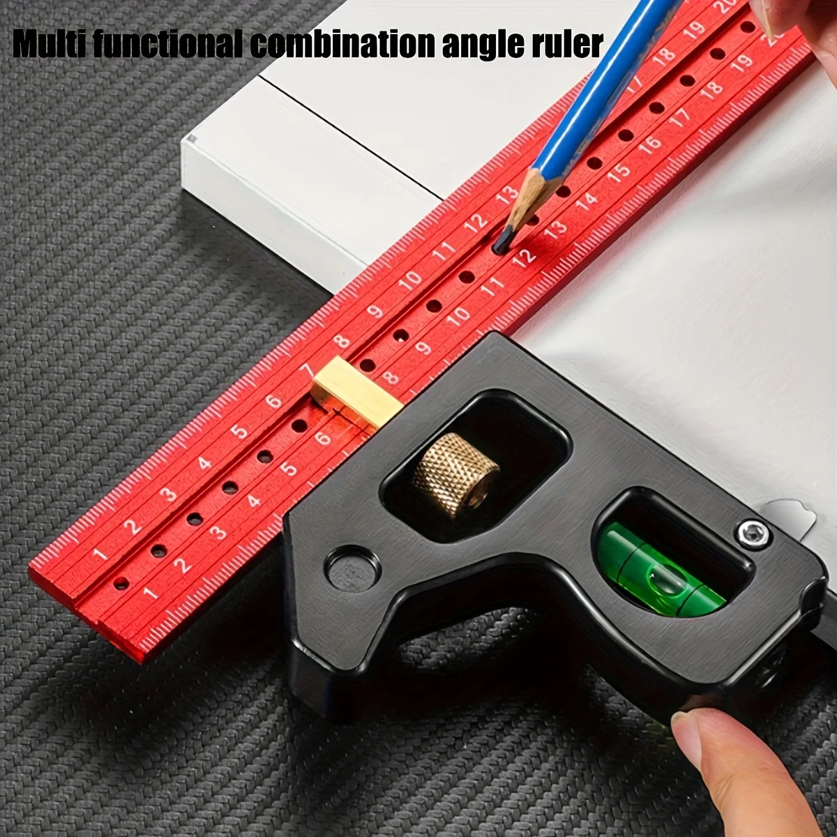 Multifunctional Carpenter\'s Combination Angles Ruler Metal Measuring Instrument For 90/45° Angles  Adjustable Gauges Tool Square