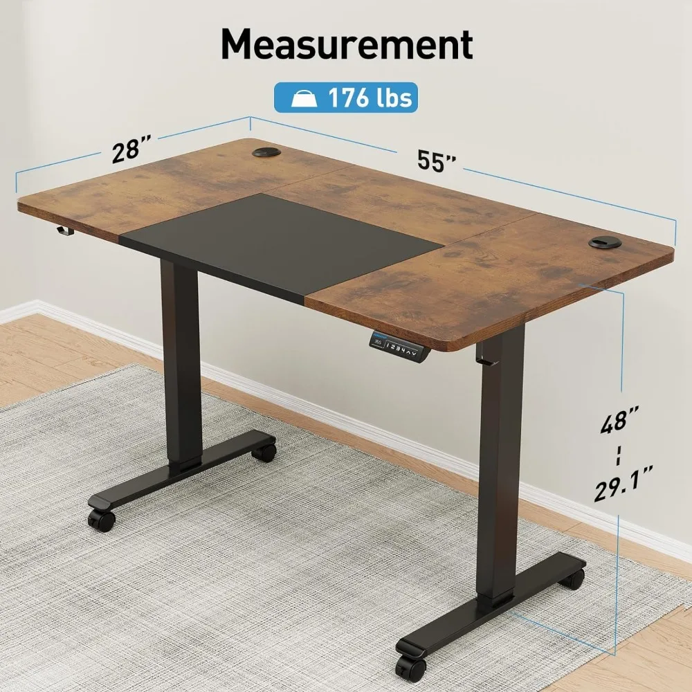 Amaran Electric-Bureau debout ergonomique avec contrôleur de mémoire, bureau assis, recommandé, réglable, 55x28