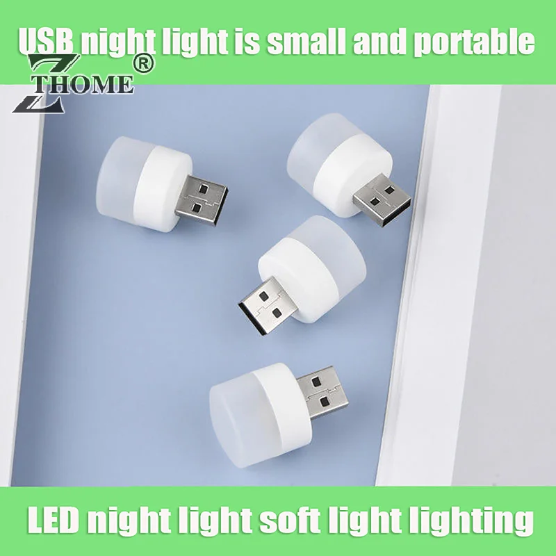 5Pcs Mini USB Night Light Warm White Eye Protection Book luce di lettura spina USB Computer Mobile Power Charging LED Night Lamp