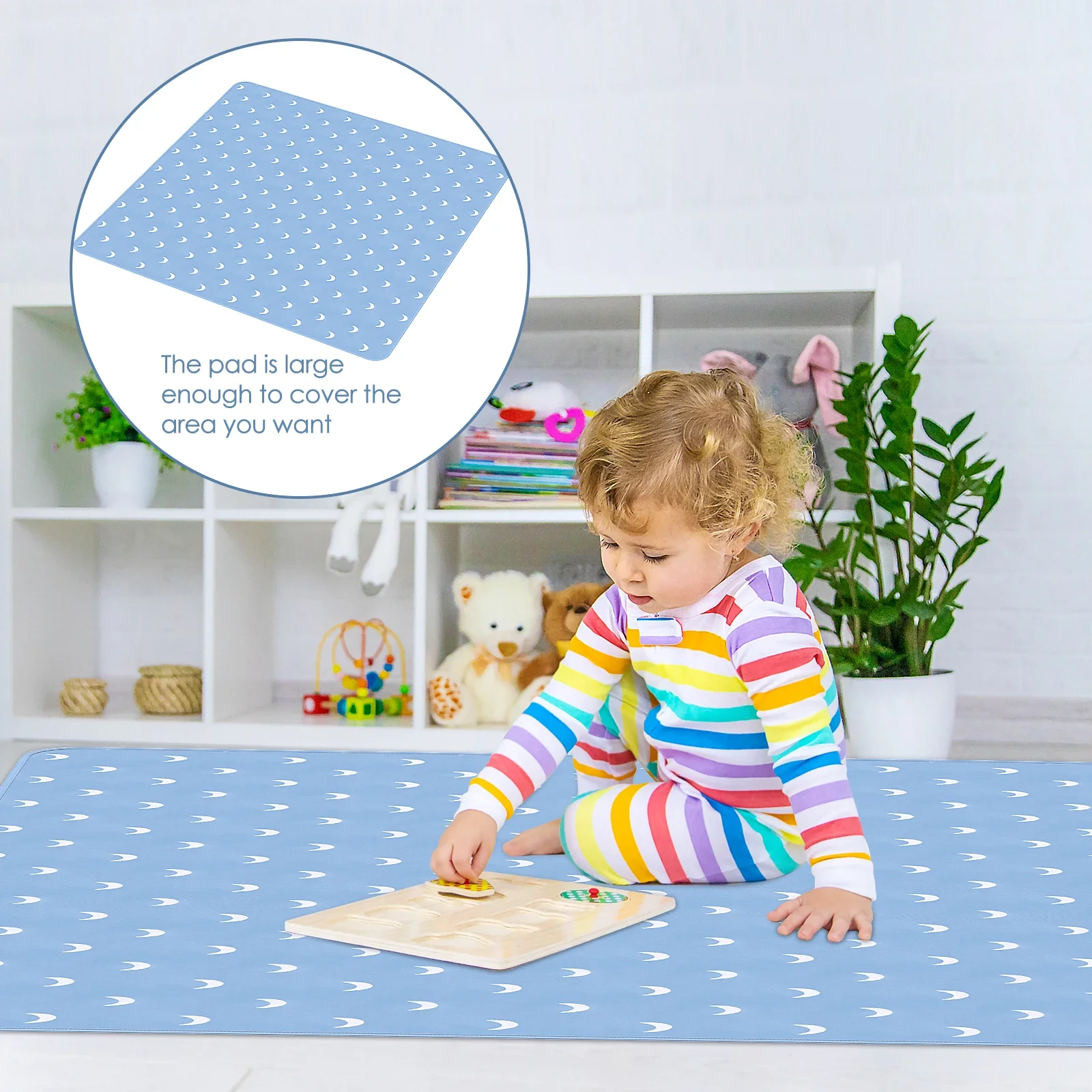 Estera de juego para bebé, 51 pulgadas, impermeable, silla alta para bebé, estera contra salpicaduras, estera antideslizante para interiores, estera para gatear para bebé, almohadilla de Picnic portátil multiusos