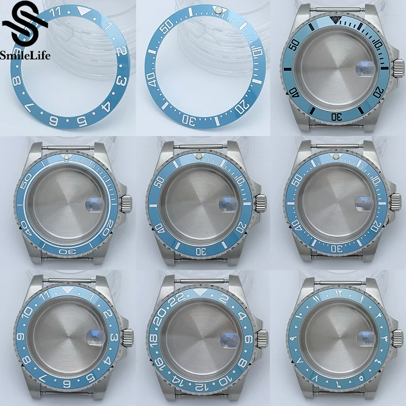 

SmileLife 40mm Diver Waterproof Sky Blue GMT Ceramic Bezel Sapphire Glass Fit for NH34 NH35 NH36 Movement Watch Accessories