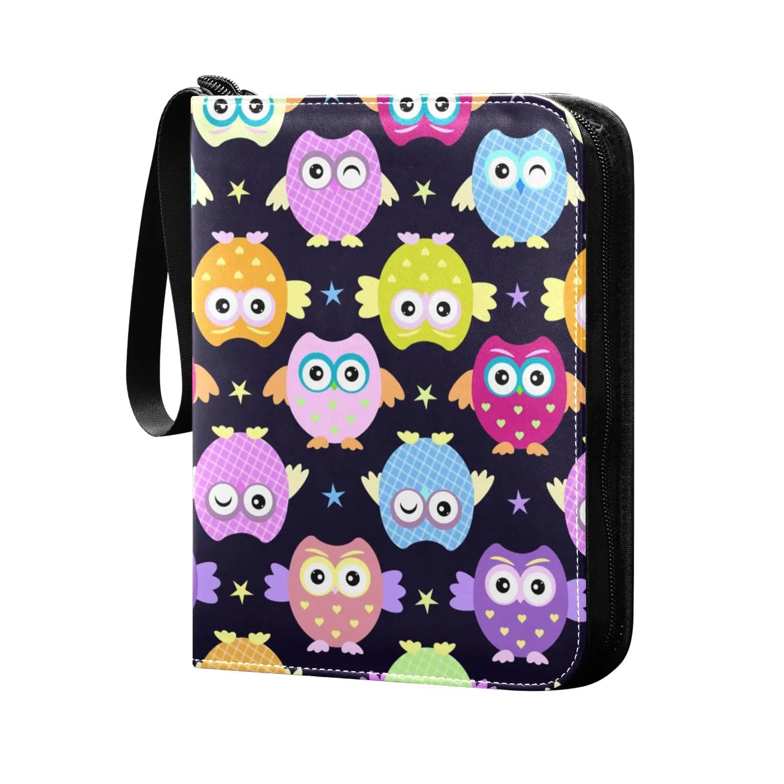 

Cute Owls Card Binder 4 Pocket Card Binder, 400 Double Sided Pocket Album for Sport Game Cards, Unique Card Collection Storage