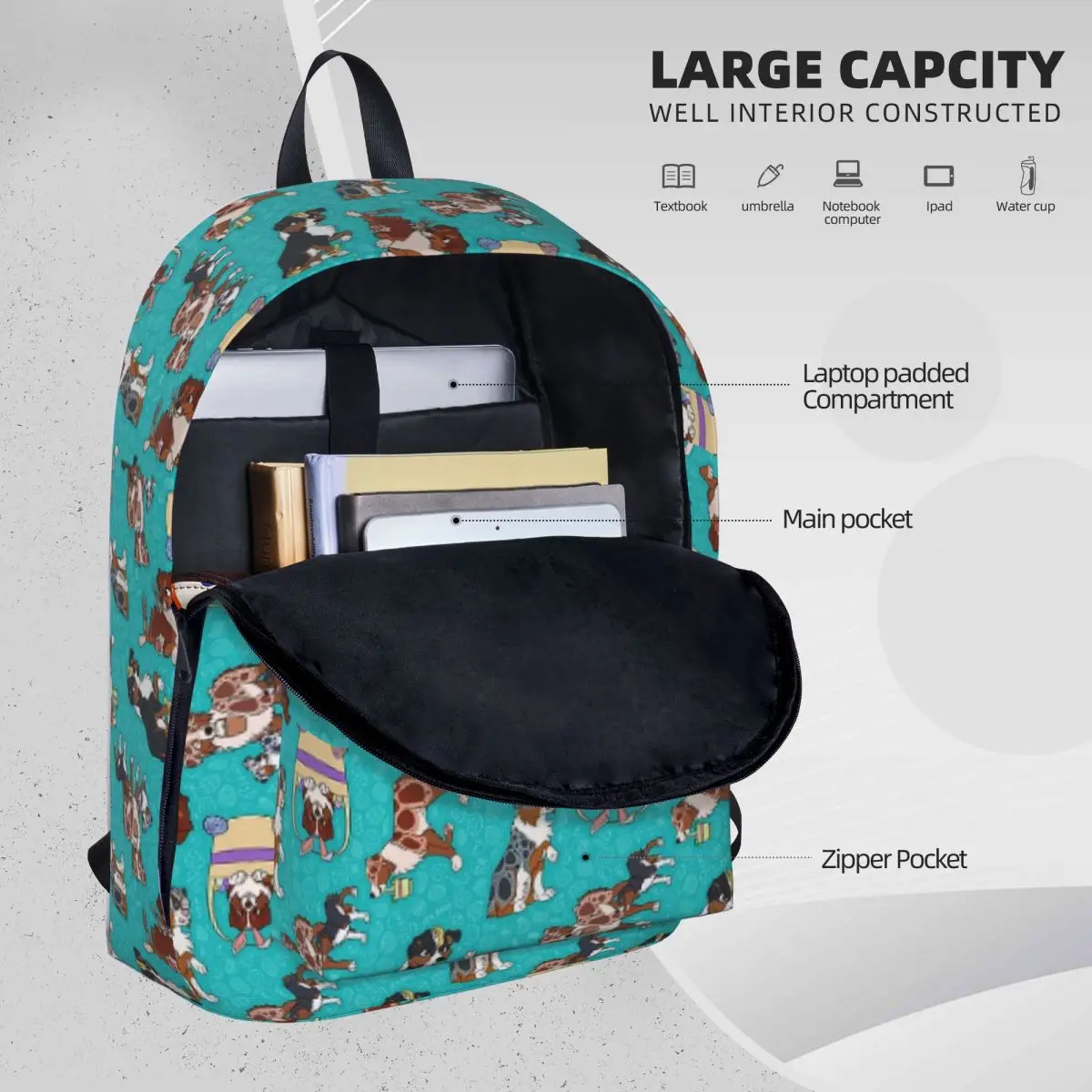 Miniatur American Shepherd ransel pola Paskah tas buku siswa tas bahu ransel Laptop tas punggung Travel ransel Sekolah