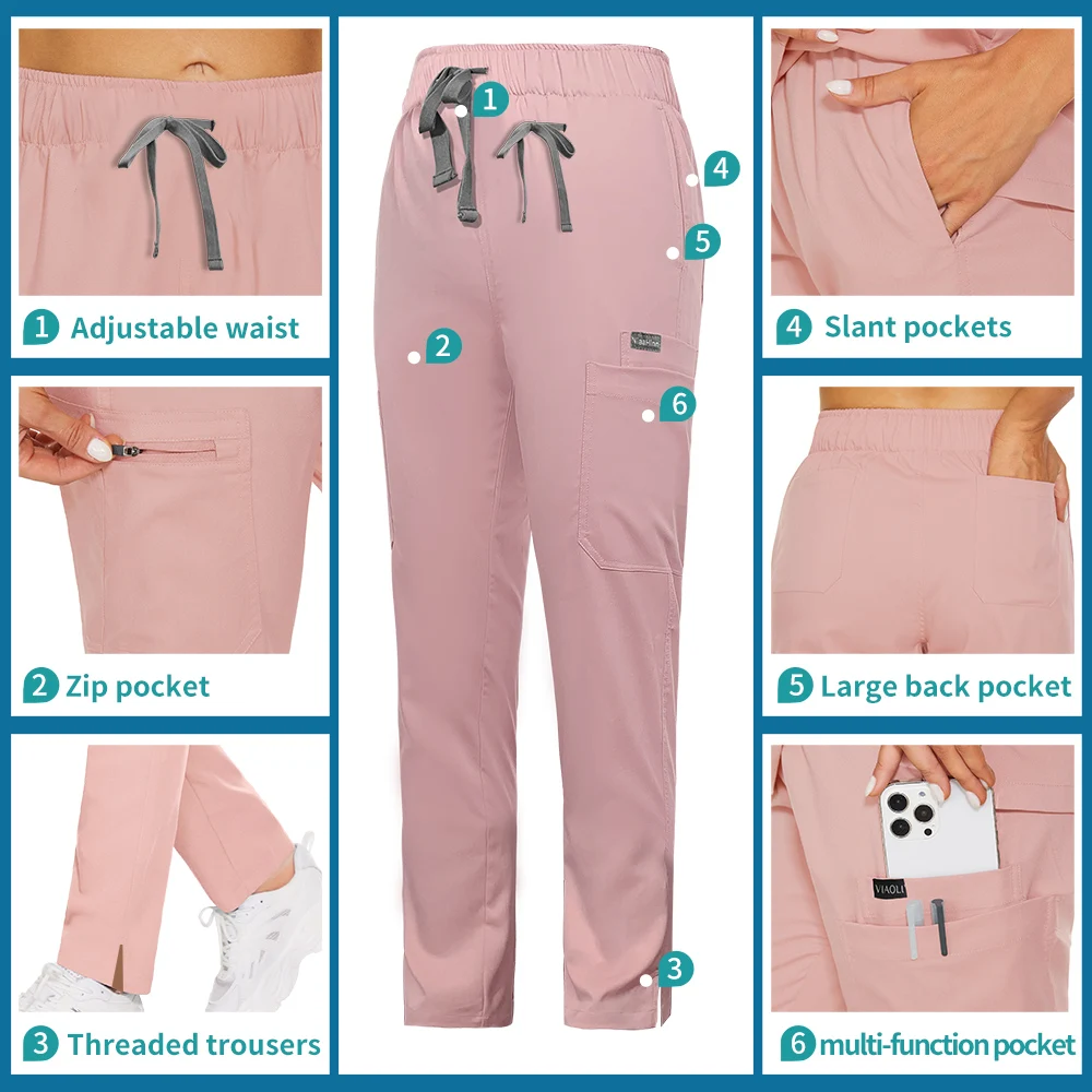 Uniformes d'allaitement unisexes pour hommes et femmes, pantalons générateurs de bas, poches multifonctions, vêtements de travail, uniforme de dentiste, accessoires d'infirmière