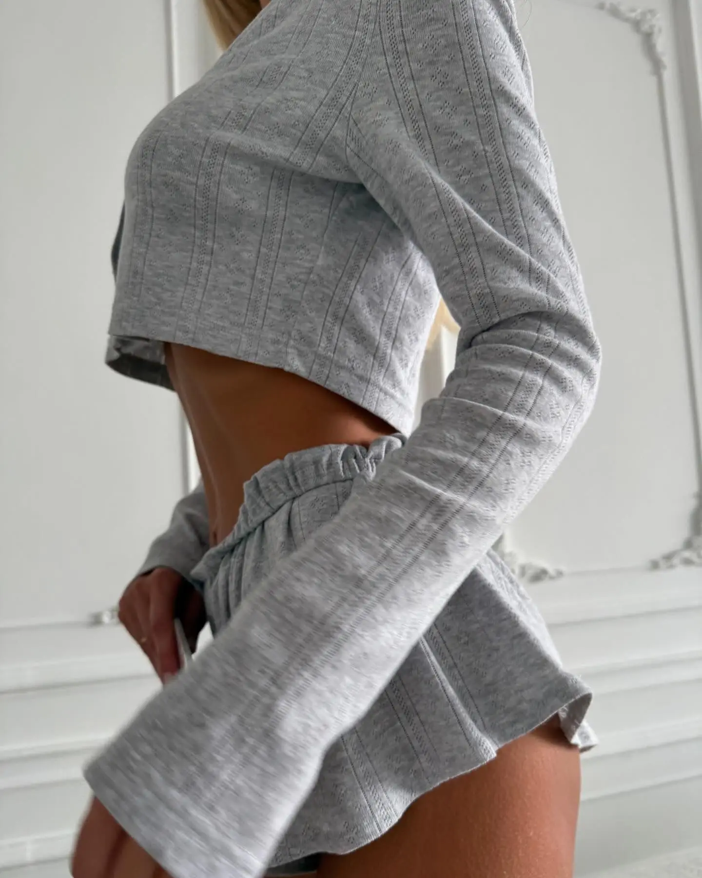 Comfortable Sexy Knitted Pajama Set Women Solid Color V Neck Button Crop Top With Soft Short Set 2025 Fashion Loungewear Clothes