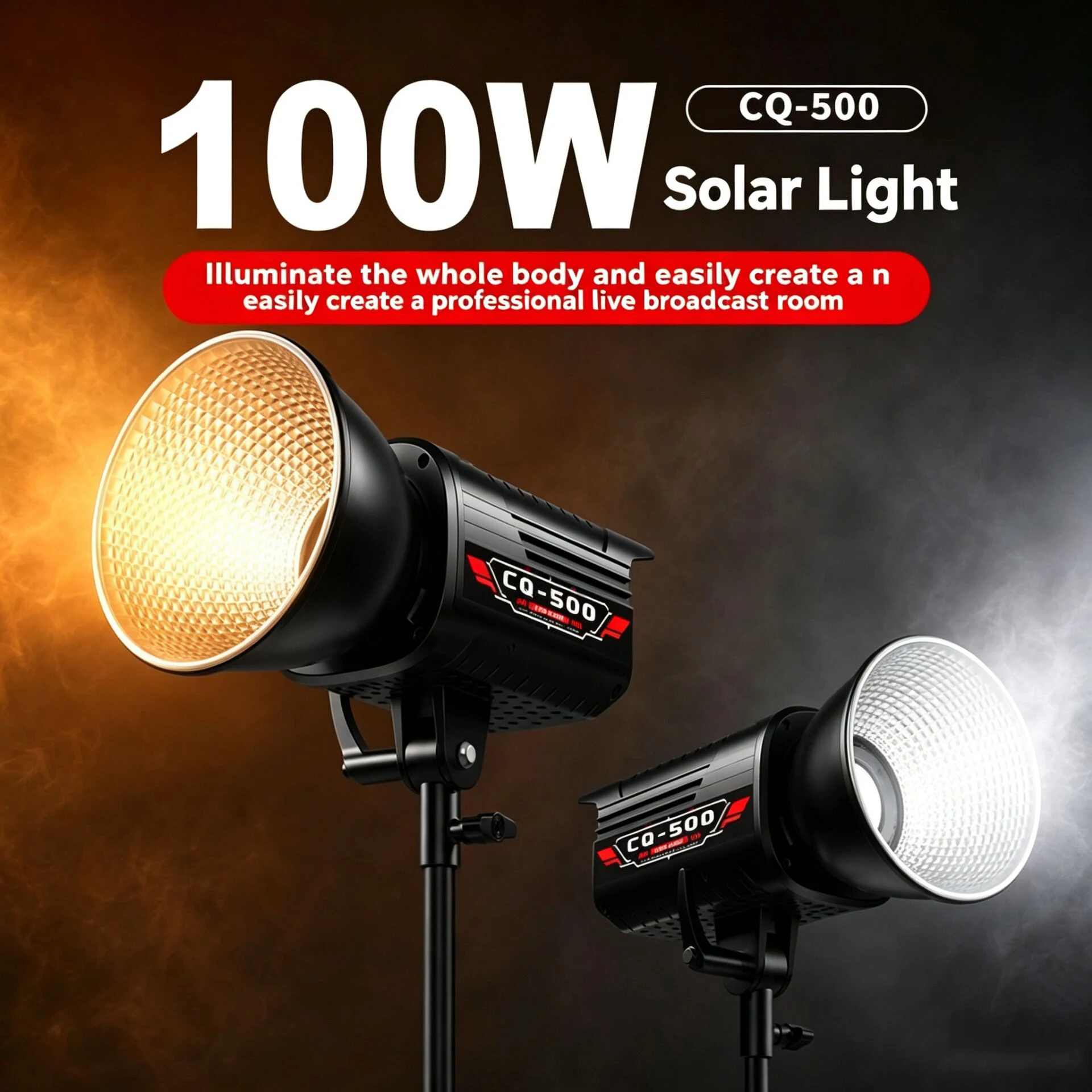 100W LED Video Light with Remote Control 3200K-7000K Dimmable Continuous Shooting Studio Fill Photography Lamp Bowens Mount
