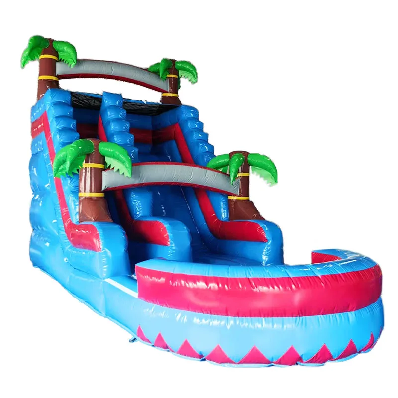 

7x3x4 meter Commercial Tropical Falls Palm Tree Shore Inflatable Water Slide with Pool for Kids and Adult