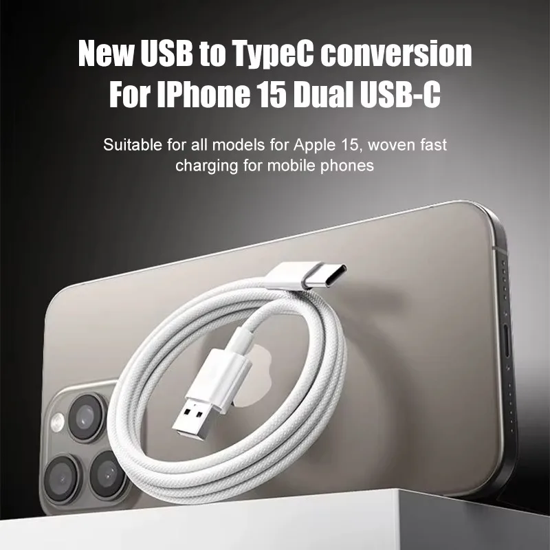 30W for USB A to iPhone 16 Cable Braided USB A to Type C Fast Charger Cord for iPhone 15 Samsung Galaxy S22 Android Accessories image 2