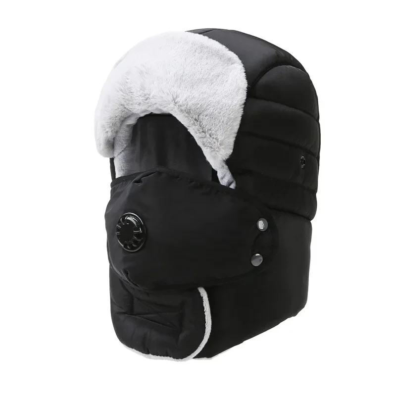 Autumn and Winter Men and Women Outdoor Thunderbolt Cap Cycling Sports Warm Ear Protection Cotton Cap Plus Velvet Bib Cap