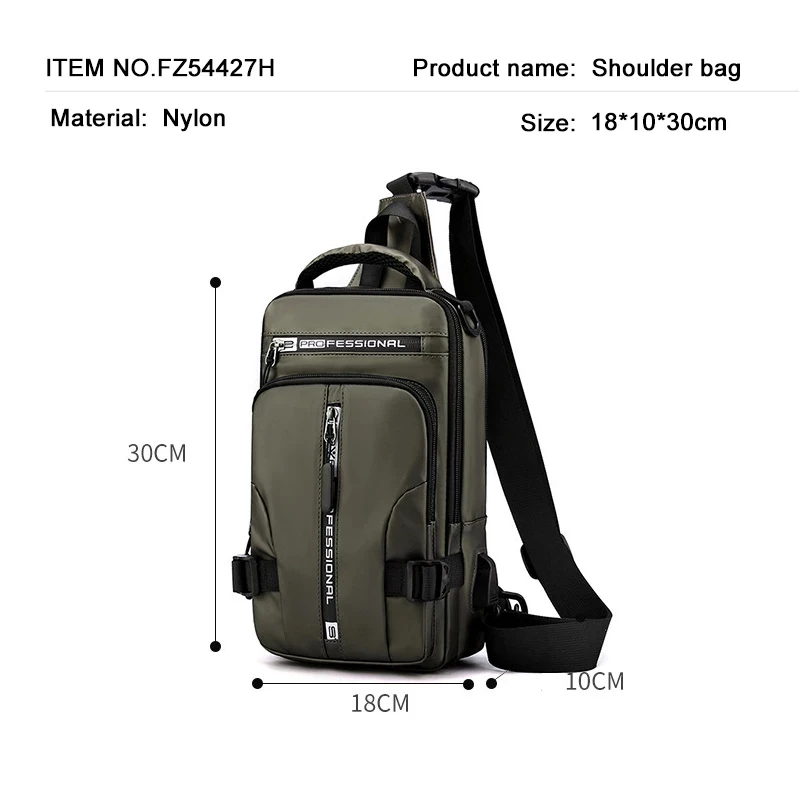 Branded USB Charging Shoulder Bag Anti-theft Crossbody Sling Bag Casual Waterproof Diagonal Bag Multifunctional Messenger Bags