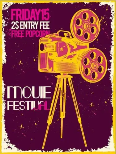 Movie Festival Free Popcorn Metal Wall Plaque Art Vintage tin sign retro advert tin sign