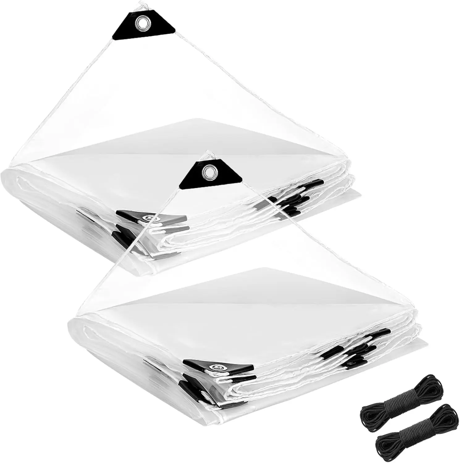 

2 Pcs 6.6 x 10 ft Thicken Waterproof Clear Tarp - 5 mil Anti-Tear Windproof Garden Transparent Poly Tarpaulin, Snowproof PVC Tar