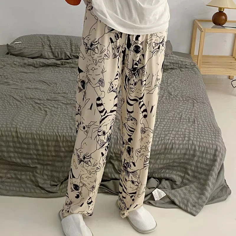 Pyjama Hosen Frau Cartoon Moe Katze Big Battle Pyjama Hosen Weibliche Student Hosen Lose Beiläufige Hosen Dame Schlafen Hosen