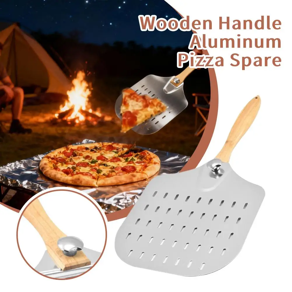 

Лопатка для пиццы с деревянной ручкой, алюминиевая, 12 дюймов, большая, легкая, портативная, для дома и улицы, для выпечки, инструмент для переноски пиццы