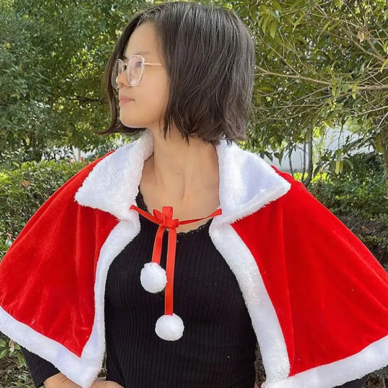 Velvet Christmas Shawl Red Christmas Costumes For Adults Soft And Comfortable Cosplay Dress-up Clothes