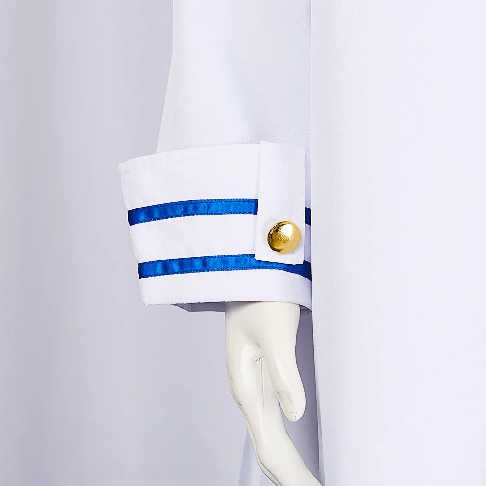 Koby Cosplay Costume Long White Naval Officer Uniform Koby Outfit Male Justice Marine Uniform Halloween Cosplay Party