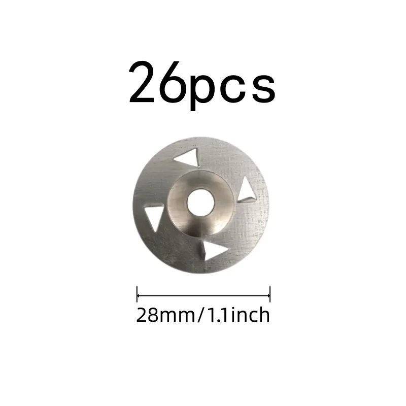 Four Claw Anti-Slip Design 28mm Iron Tile Washers, 26 pcs, Wall Construction, Durable Iron Material for Gypsum Board Fixing
