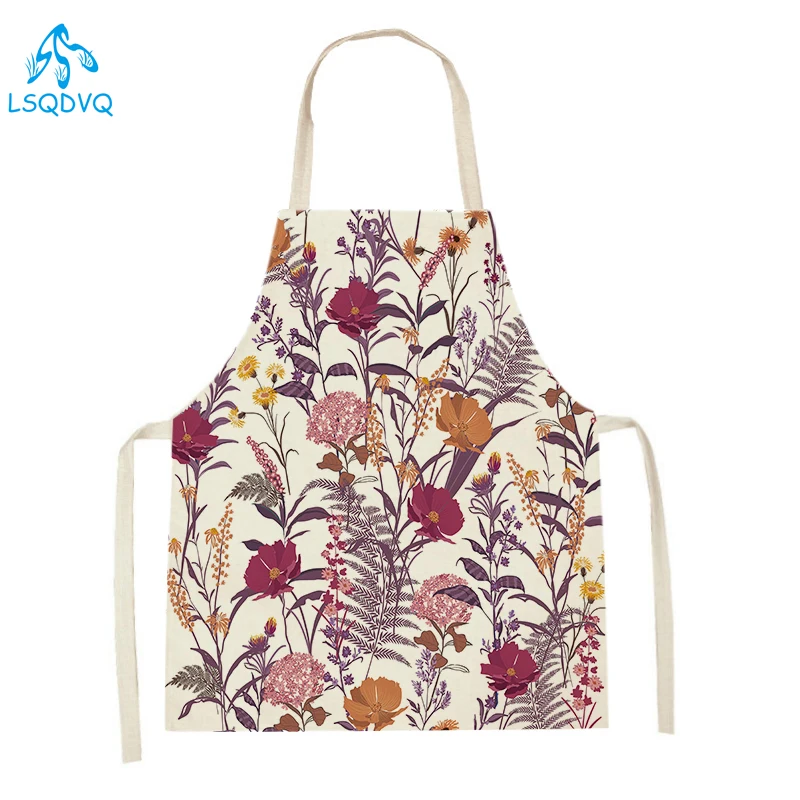 Blumen küchen schürzen für Frauen Leinen Lätzchen Haushalts reinigungs schürze Haus manns kost Backs chürze für erwachsene Kinder Wohnkultur
