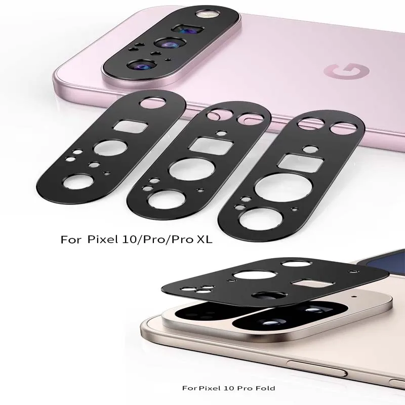 

for Google Pixel 10 Pro XL Fold Camera Bezel Cover Hollow Lens Protector Anti Scratch Black Metal Cap Super Slim Film Sticker