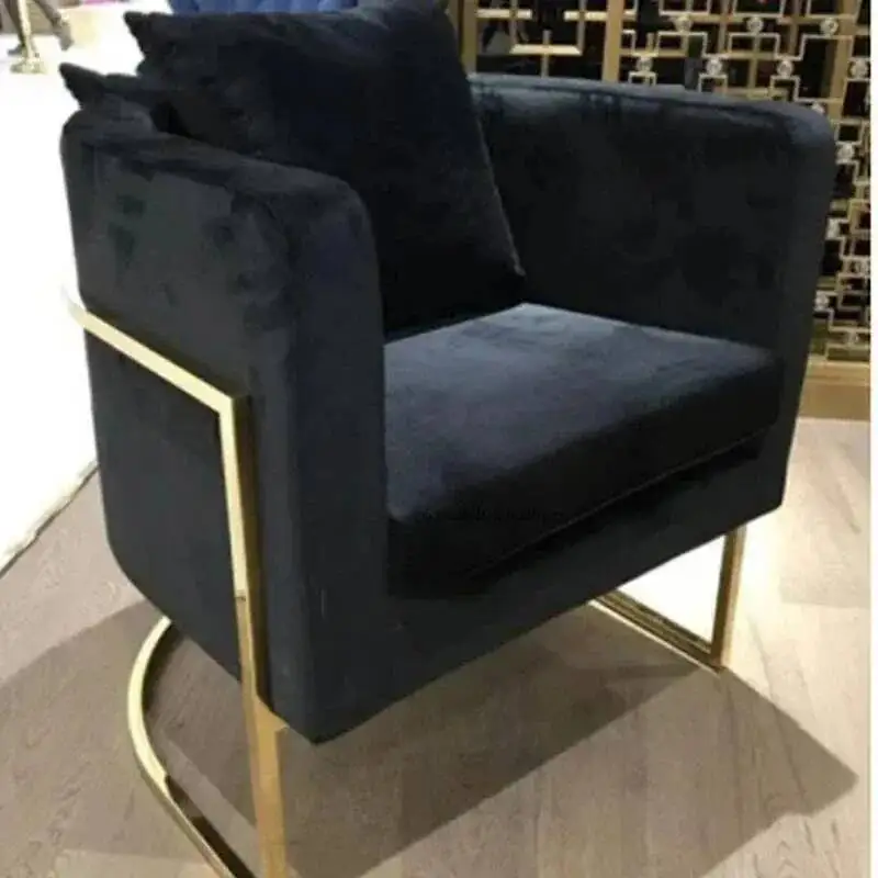 

Lounge Nordic Gold Stool Simple Backrest Dressing Light Luxury Negotiation Seats Bedroom Table Makeup Chair Living Room Chair