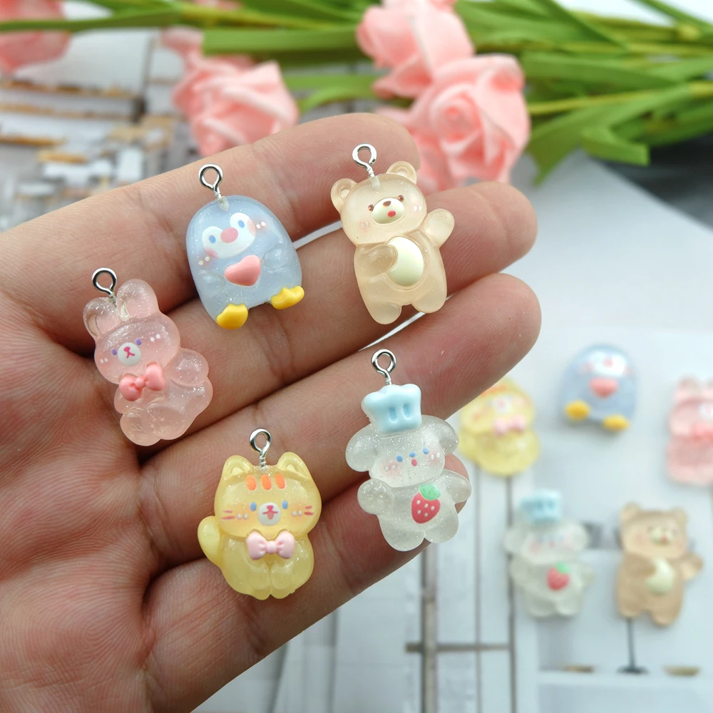 Bear Rabbit Cat Penguin Charms for Jewelry Making Diy Earring Bracelet Pendant Accessories Findings Phone Making Bulk Wholesale