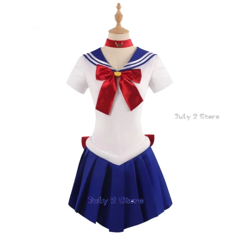 

Anime Sailor Cosplay Costume Tsukino Usagi Uniform Dress Outfit Wig Headband Moon Cosplay For Women Girls Carnival Party Set