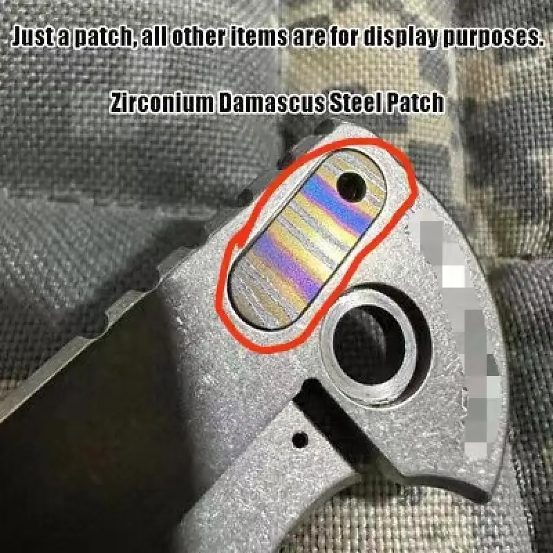 

1 Pc Custom Made DIY Zirconium - Damascus Steel One Clip Hole Patch for Rick Hinderer XM18 3.5 Knifes Accessories