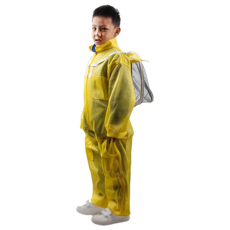 Kids Children 120cm-150cm Full Body Bee Protective Suit with Ventilated Fencing Veil Beekeeper Costume Suit