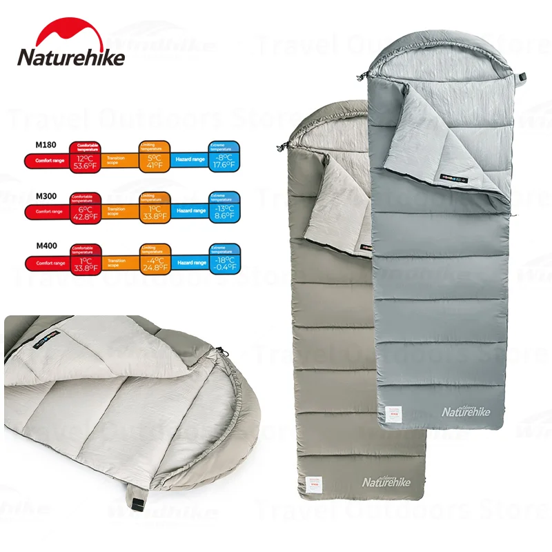 

Naturehike Ultralight Envelope Sleeping Bags Lightweight Camping Supplies Outdoor Trekking Cotton Hooded Storage Portable Bag