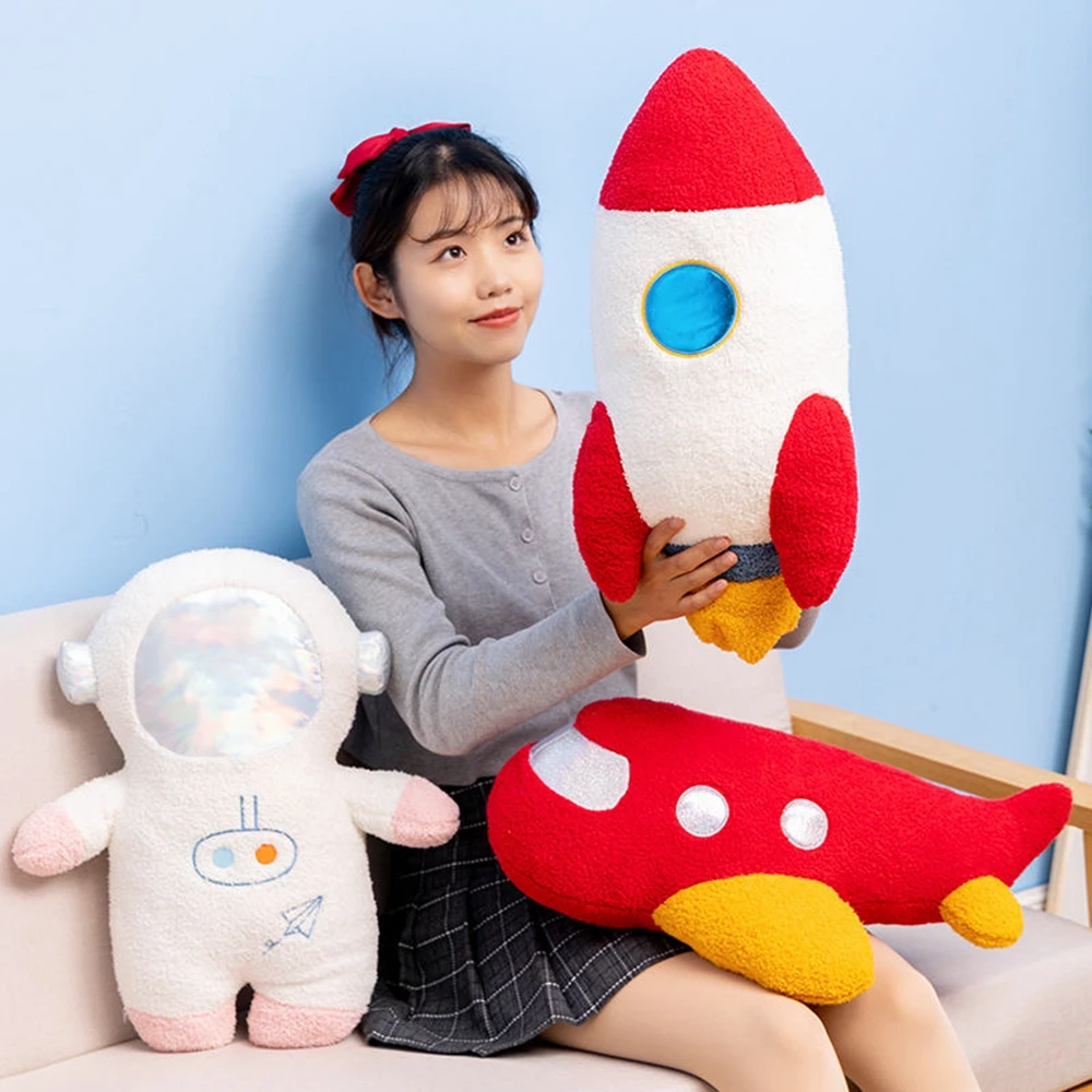 Neues 50cm Raketen-Kissen, Space Shuttle Puppe, Fliegende Untertasse Stoffpuppe, Astronaut Universum-Serie Plüschtier, Weihnachtsgeschenk