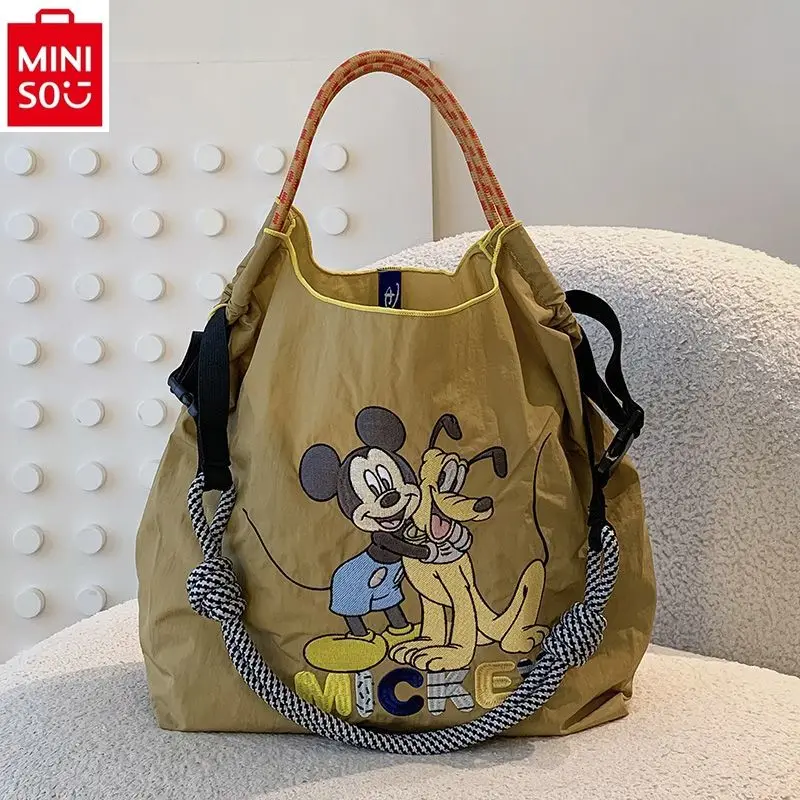 MINISO   Disney Cartoon High Quality Canvas Shopping Bag Women's Fashion Cartoon Michirubuto Casual Handheld Crossbody Bag