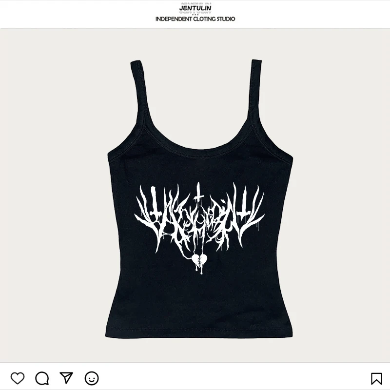 Y2K 스타일 크롭탑 여름 2000년대 핫걸 베스트 섹시 슬링 탱크탑 빈티지 감성 그런지 티셔츠 펑크 그래픽 여성 의류