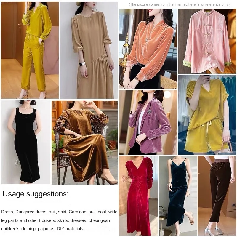 100 * 140 cm breiter, hochwertiger Samtstoff aus Maulbeerseide, einfarbig, Goldsamt, Cheongsam-Kleid, Kleidung, Stoff pro Meter