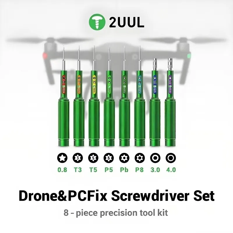 2UUL SD95 Drone PC Fix Screwdriver Set 8pcs 0.8 T3 T5 P5 Pb P8 3.0 4.0 Alloy Steel for Smartphone PC Tablet Laptop Drone Repairs