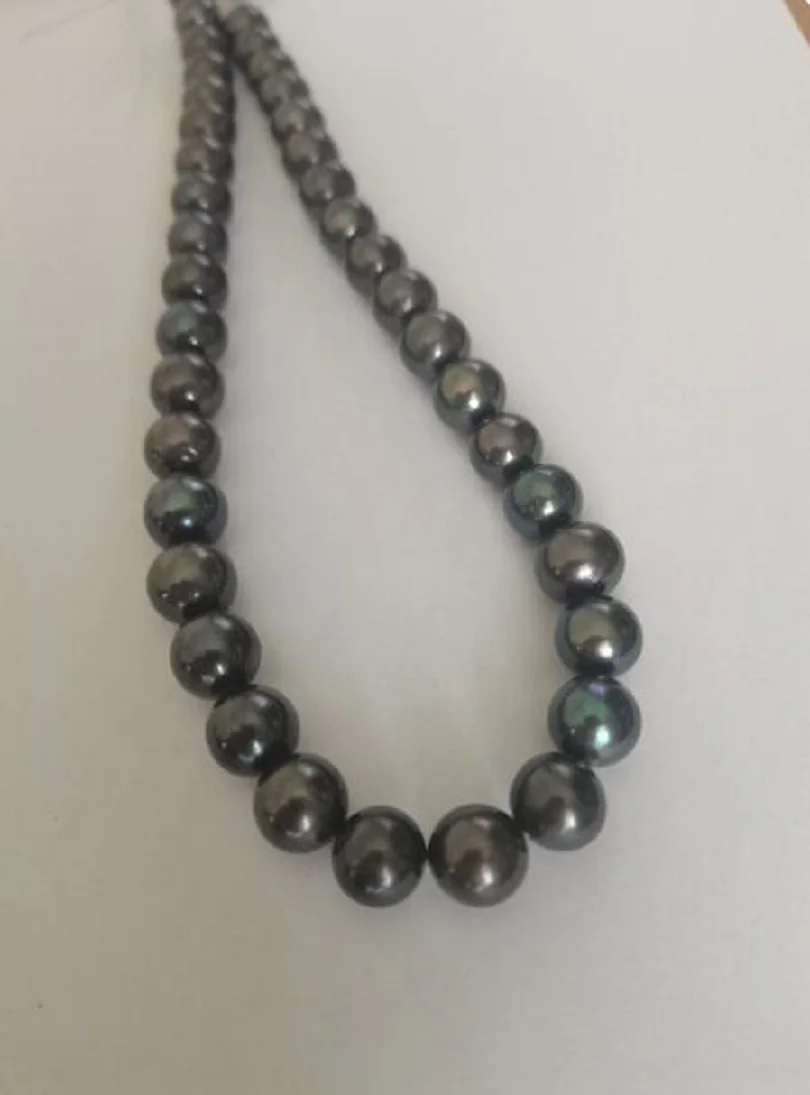 

Charming aaa 9-10mm Nanhai Black Pearl Necklace 18 ''14K Jewelry Accessories Gift