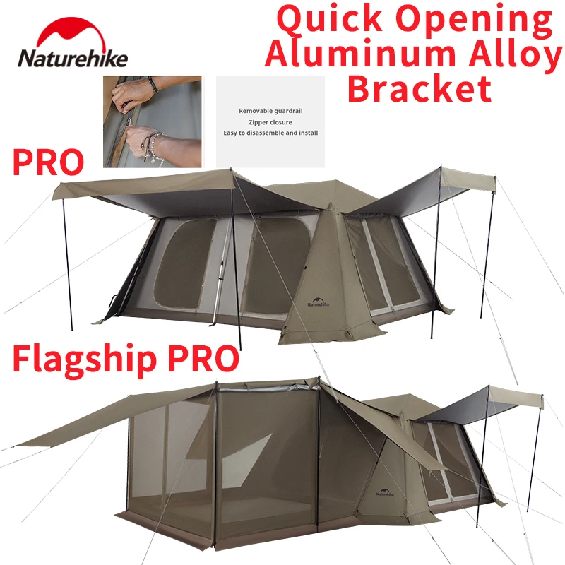 

Naturehike Village13 Roof Automatic Tent Flagship Pro Quick Open Aluminum Alloy Bracket Double Mesh Detachable Fence Space Panor