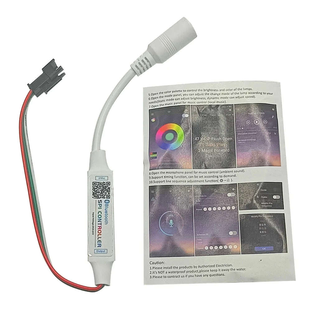 Pixel Fluindo LED Light Band Controller, Bluetooth Fantasma, WS2811, WS2812B, DC 5-24V