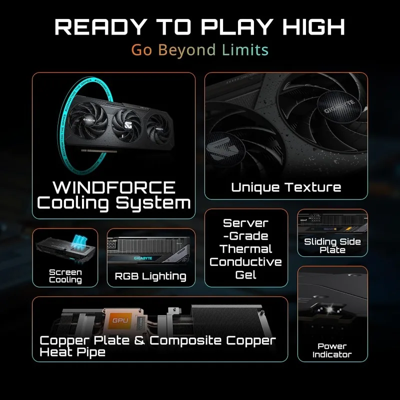 بطاقة رسومات Radeon RX 9060 XT Gaming OC 16G، PCIe 5.0، 16GB GDDR6، GV-R9060XTGAMING OC-16GD بطاقة فيديو