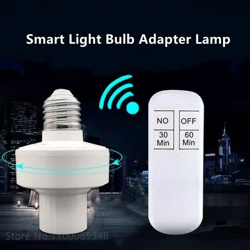 E27 Smart Remote Control Light Switch Wireless  LED Lamp Timer Holder Bulb Base Socket On/Off 30M Range For Ceiling Chandelier