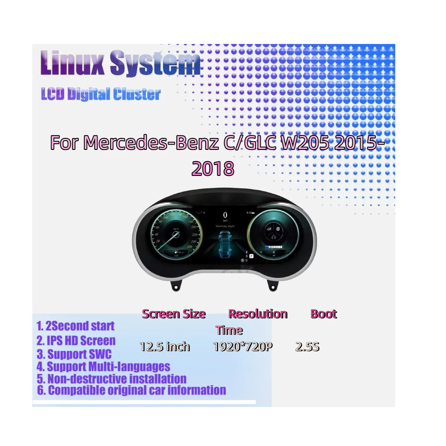 

12.3 inch Android Digital Cluster For Mercedes Benz Series Car LCD Cluster instrument multimedia dashboard Modification
