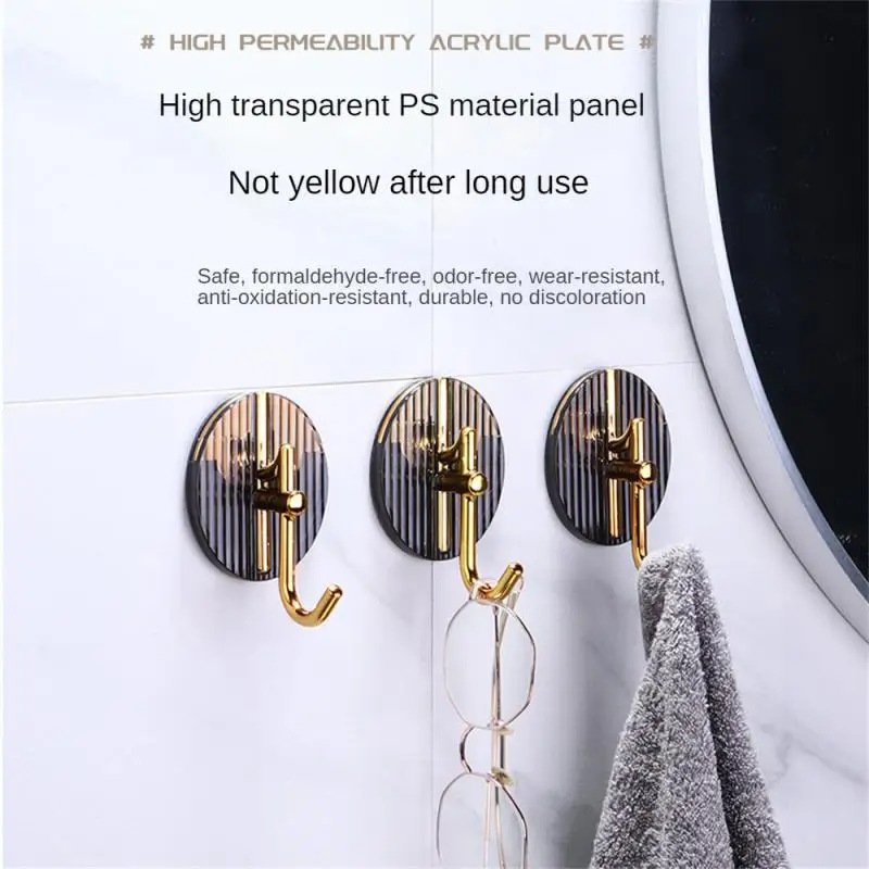 2PCS Kitchen Hardware Rack Shelf Transparent Adhesive Light Luxury Non-perforated Household Supplies Hook Seamless