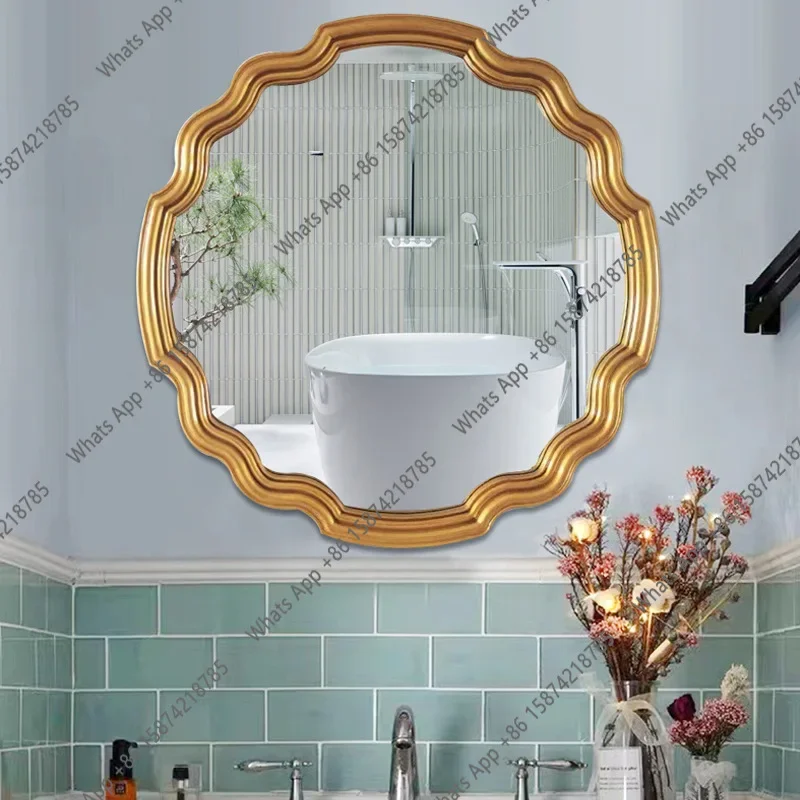 W LED Bathroom American Retro Bathroom Mirror Decorative Washing Mirror Styling Dressing Wall Hanging Mirror