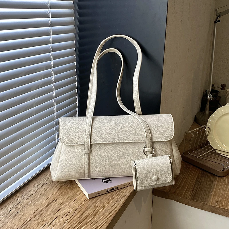 2026 New Vintage Litchi PU Shoulder Bag Ladies Detachable Mini Pouch Handheld Fashion Casual Daily Underarm Bag Sense of Luxury