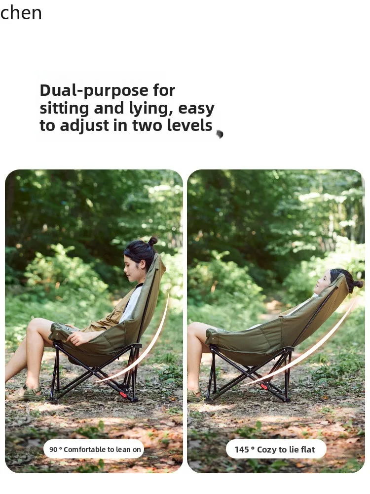 LXC Moon Chair Recliner Outdoor Camping Foldable Sleeping Reclining Nap Backrest Chair Lazy Fishing Chair