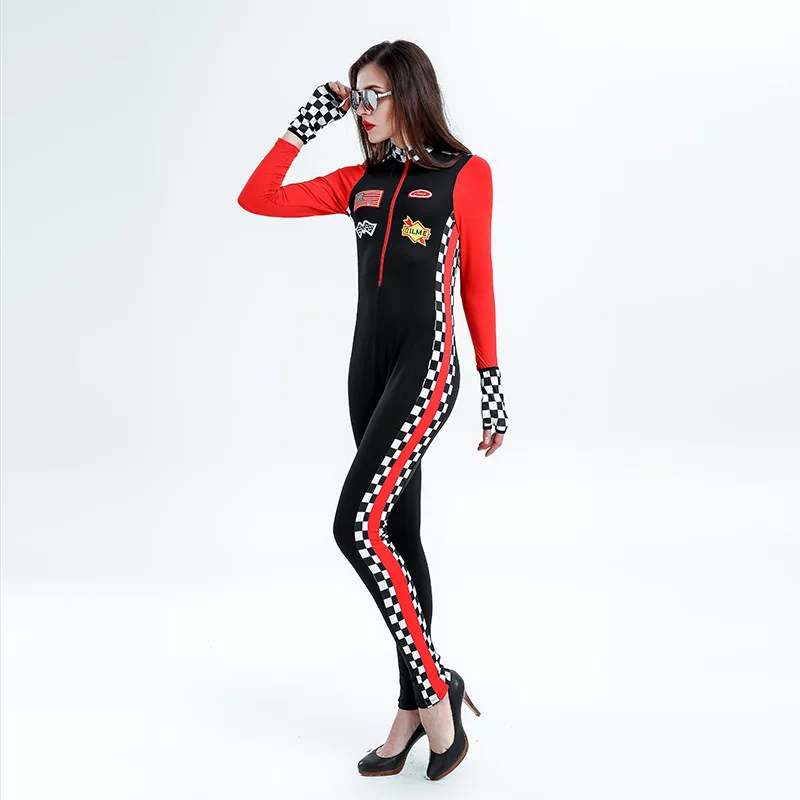 Kostium Kierowcy Wyścigowego Damski Strój na Halloween - Kombinezon Kierowcy Samochodu Wyścigowego - Kostiumy Cosplay Cheerleaderek — zdjęcie 7