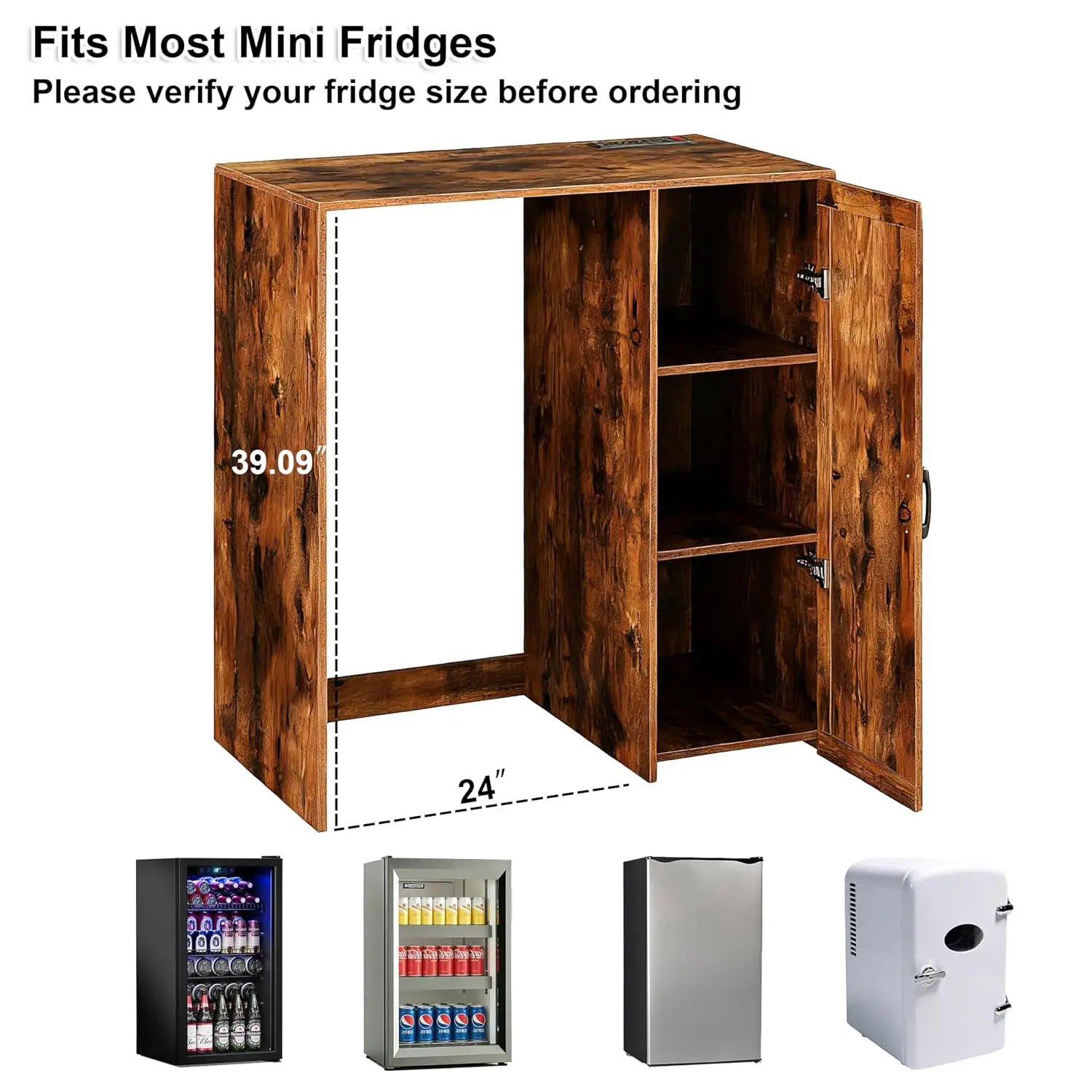 Mini Fridge Cabinet Coffee Bar 3-Tier Organizer Storage Kitchen Living Room, Customized - view 5