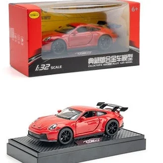 1:32 porsche 911 gt3 alta simulação diecast metal liga modelo carro som luz puxar para trás coleção crianças brinquedos presentes f582
