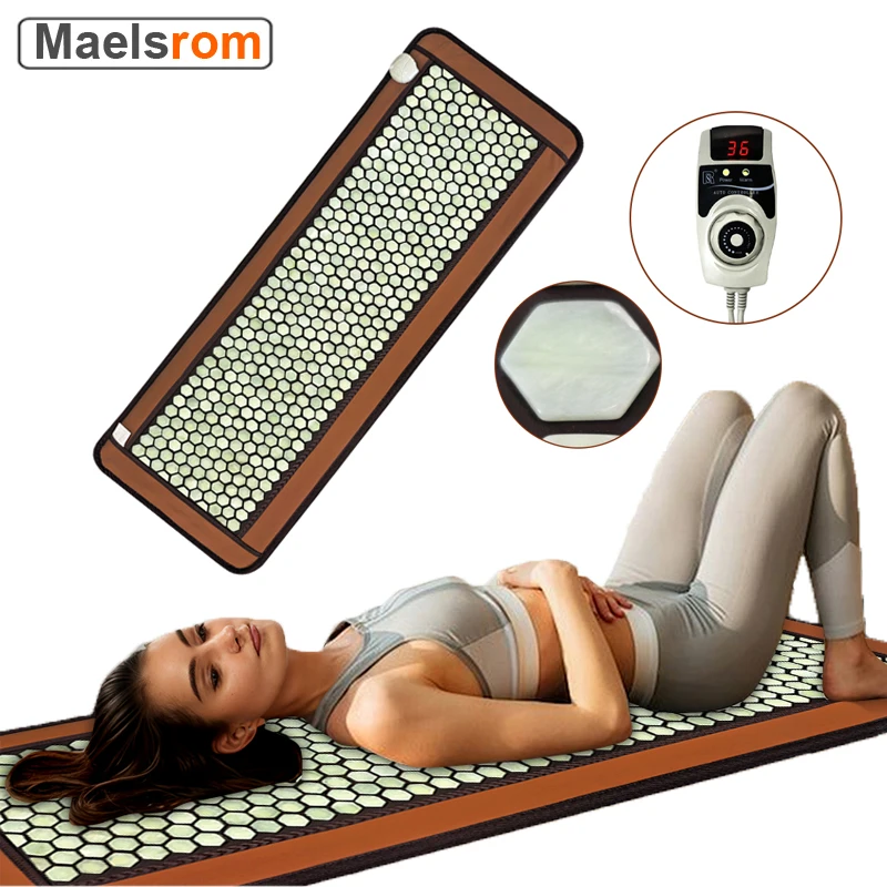 

Массажная подушка из натурального нефрита с подогревом, инфракрасным излучением и отрицательными ионами для облегчения боли в спине, для домашнего использования