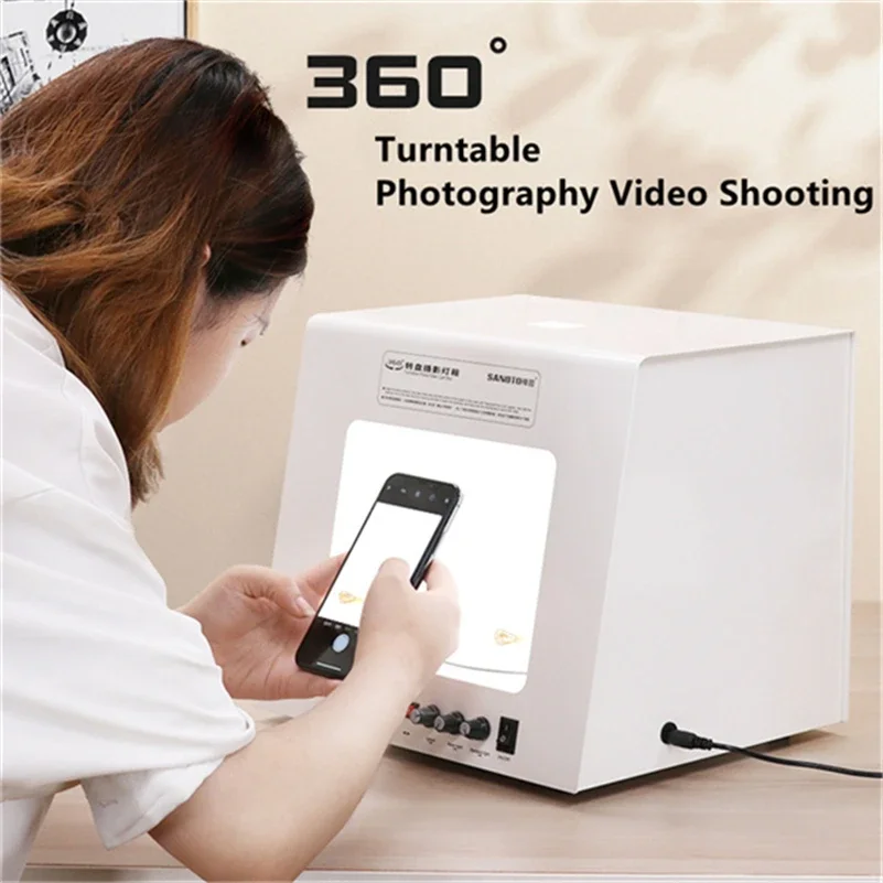 SANOTO-Mini estudio fotográfico TB20, Softbox de fotografía, tocadiscos giratorio regulable para joyería, fotografía, vídeo, escaneo 3D