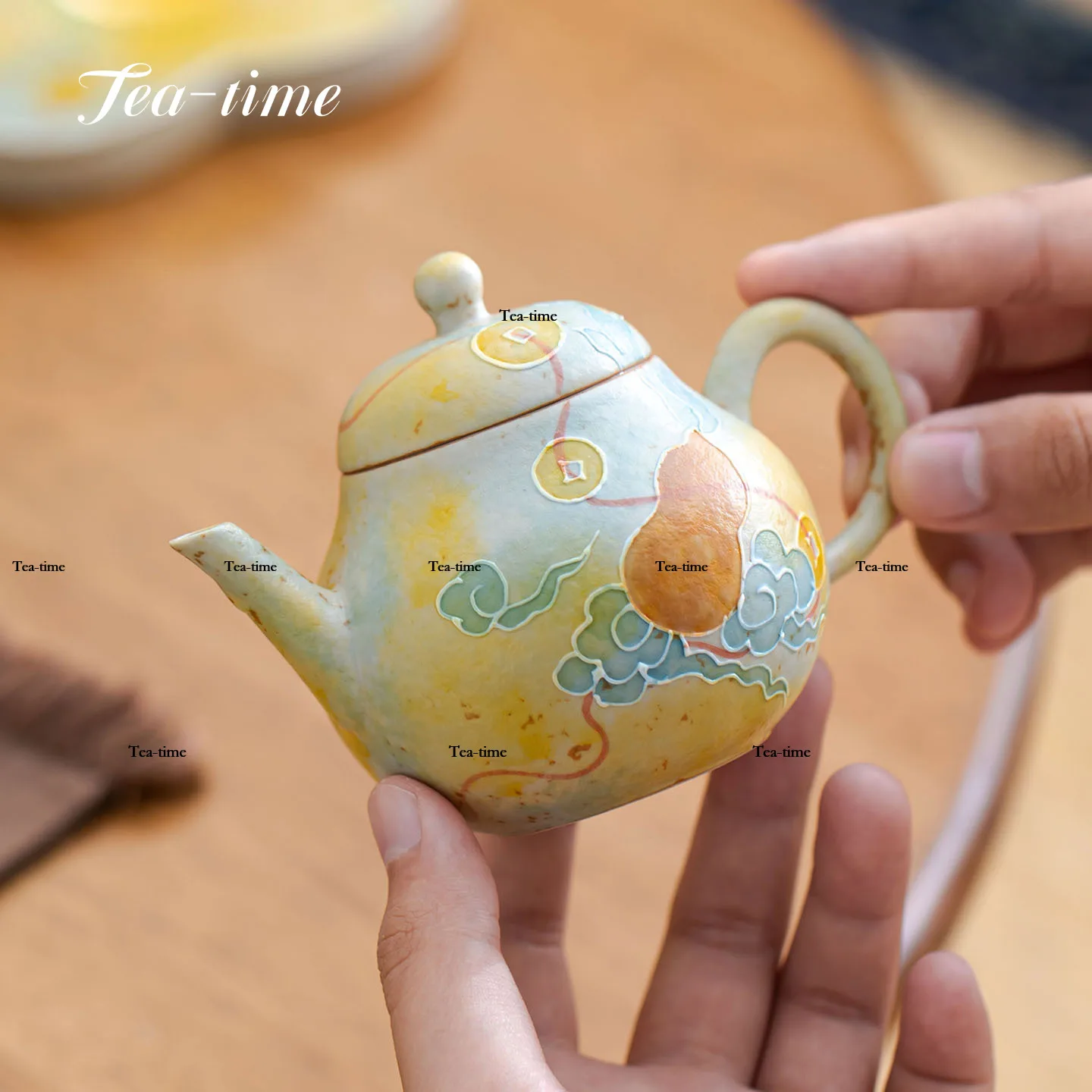 Caramel Hand-Painted Gourd Teapot Ceramic Teapot With Underglaze Decoration Chinese Women's Kung Fu Tea Set Home Teapots Filter